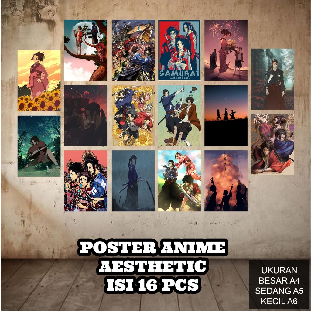 Poster Dinding Tema Kartun Aesthetic Ukuran A4 A5 A6 | Isi 16 PCS Poster Aesthetic  [R49] Poster Din