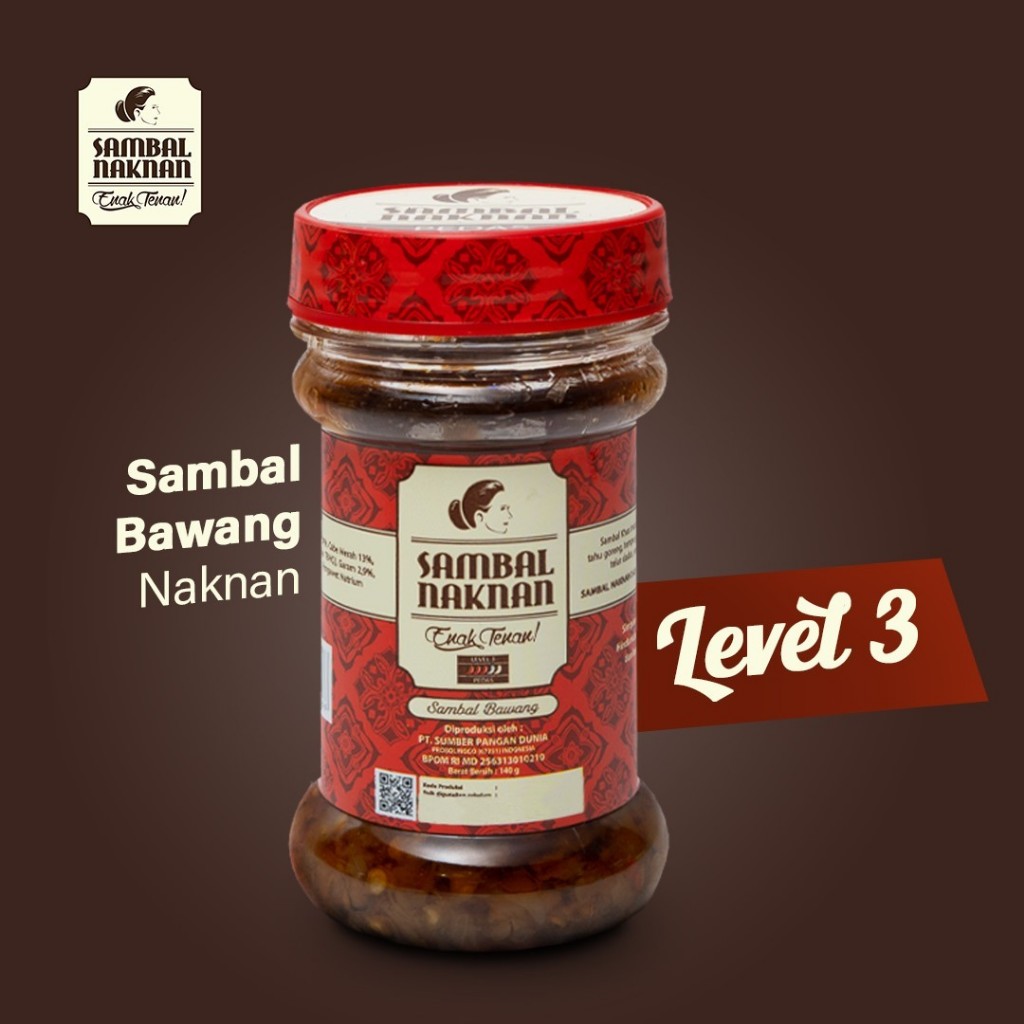 

✿ NL ✿ SAMBAL BAWANG NAKNAN LEVEL 3 (PEDAS) ✦ KEMASAN BOTOL 140GR ✦ ORIGINAL ENAK TENAN