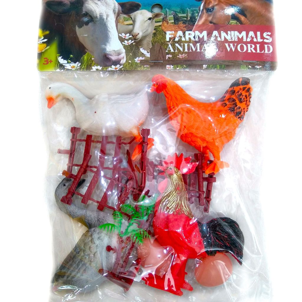 MAINAN BONEKA BINATANG 4 MINIATUR HEWAN AYAM ANGSA BEBEK TELUR TERNAK FARM ANIMAL