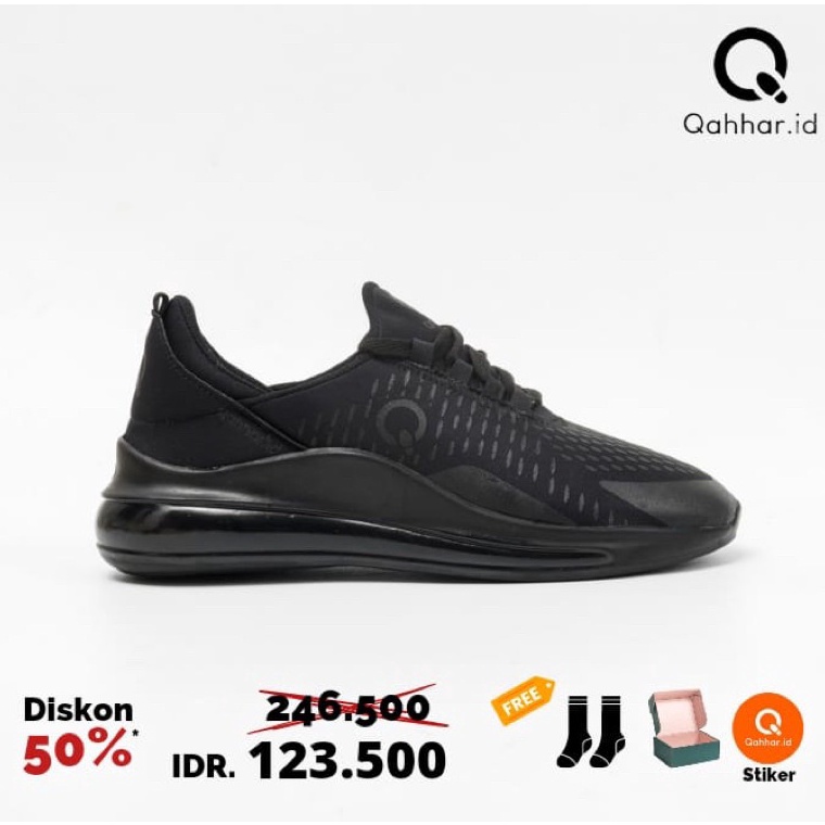 Qahharid LEO Sepatu Olahraga Pria Wanita  Sepatu Olahraga Hitam  Sepatu Running Hitam  Sepatu Sekola