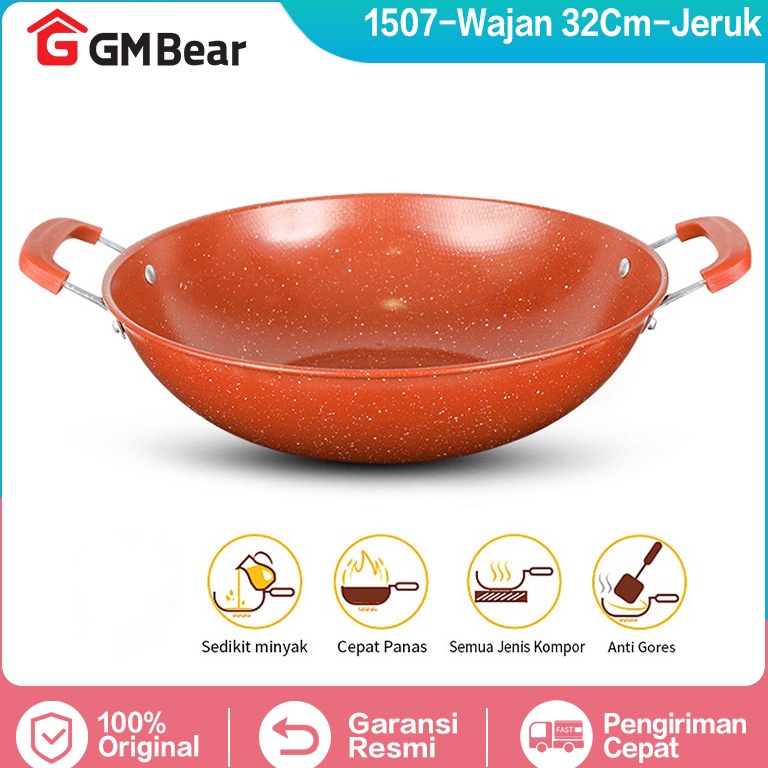 GM Bear Wajan Penggorengan Teflon 32cm 157  Wok Pan 32cm
