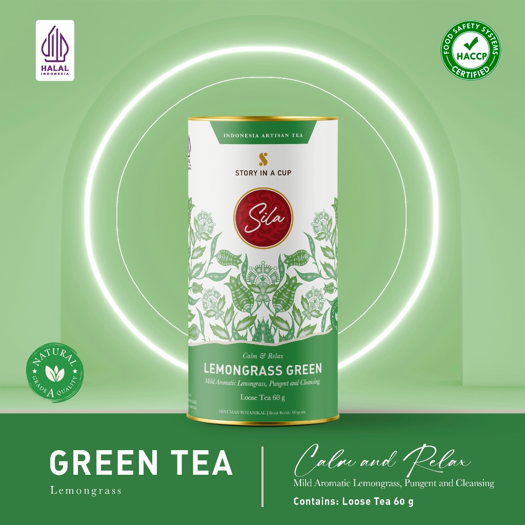 

Sila - Lemongrass Green - Daily Gourmet - Artisan Blend Tea - Canister - (15 Eco Fancy Tea Bag & Loose Tea 100gr) - Teh Premium - Green Tea