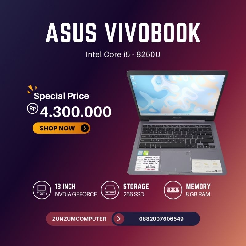 Laptop Asus VivoBook S14-X411UF 14 inch core i5 Ram 8 SSD 256 GB