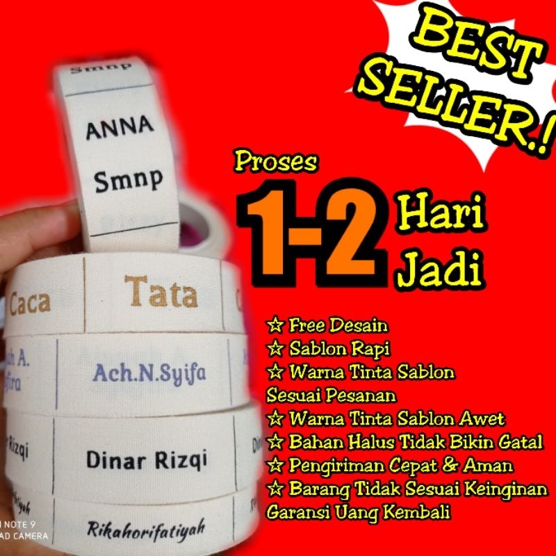 

{200pcs} Label Nama/Label Katun/Label Hijab/Label Woven Damask Subtitude FREE SESAIN