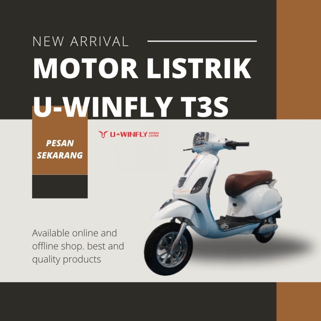 Motor Listrik Model Vespa Uwinfly T3s Putih / Bergaransi / Best Seller / Terbaru