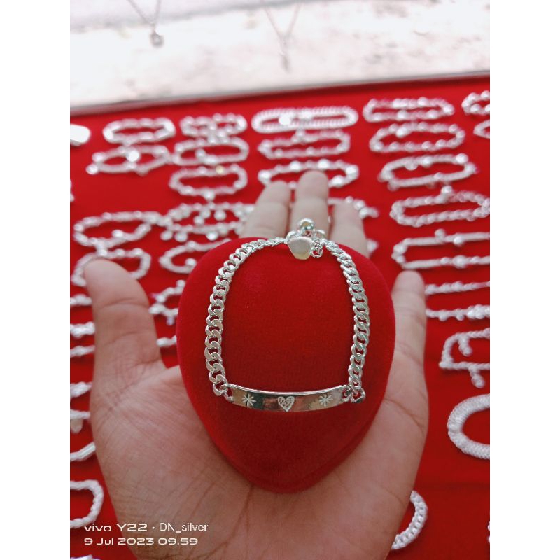 gelang lipan perak bayi dan gelang plat ukir nama