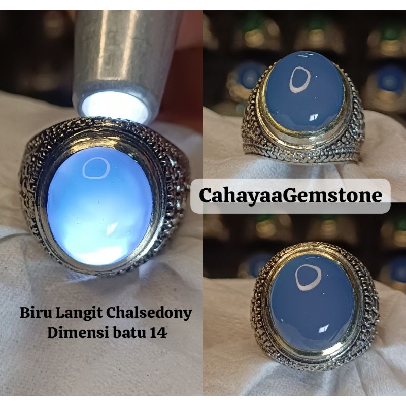BIRU LANGIT CHALSEDON NATURAL ASLI BATU AKIK
