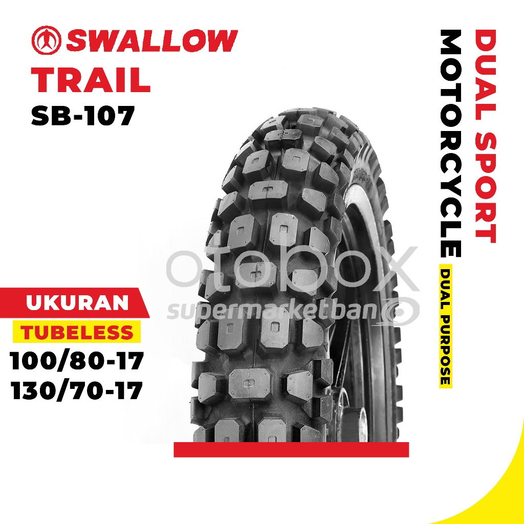 Ban Motor Swallow SB-107 Trail Ukuran 100/80 130/70 Ring 17 Tubeless