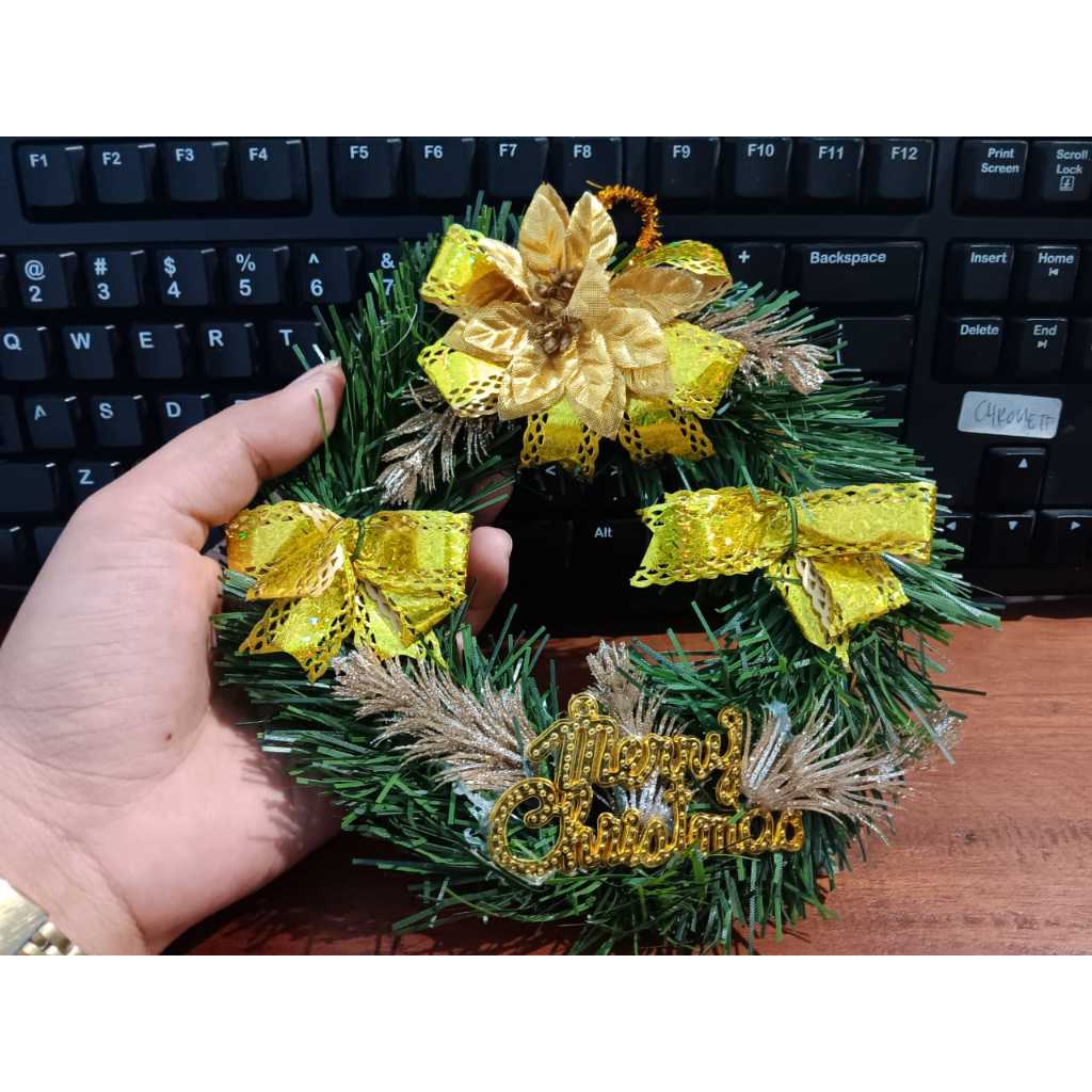 KRANS NATAL MINI GOLD UNYUUUU DEKORASI RUMAH / HIASAN RUMAH / HIASAN NATAL / DAUN BUNGA NATAL / HIAS