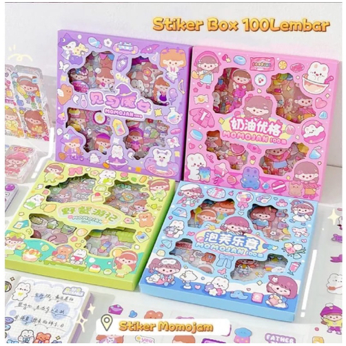 

MOMOJAN Sticker Box Aesthetic Karakter Korea Anak isi 100 Lembar Waterproof