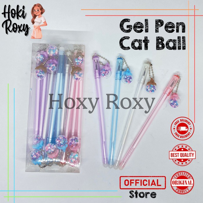 

12pcs Pulpen Gel Glitter Ball Cat 953 / 1pack Pulpen Fancy