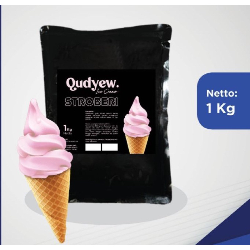 Powder Soft Ice Cream Strawberry Qudyew 1kg