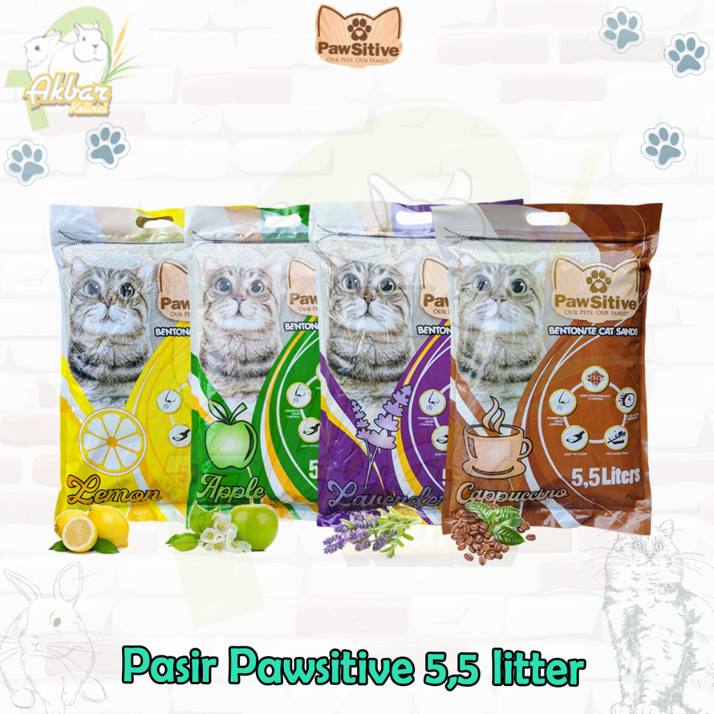 Pasir kucing Gumpal Wangi 5,5 liter Pawsitive | Pawsitive Cat Litter 5.5L Pasir kucing bentonite