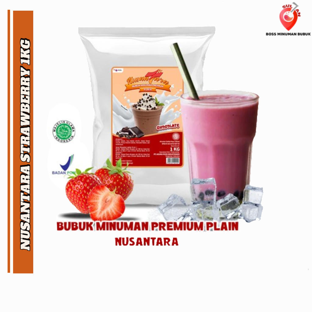 

NUSANTARA Minuman Bubuk Premium Tanpa Gula Rasa Strawberry 1Kg / Strawberry Powder Drink