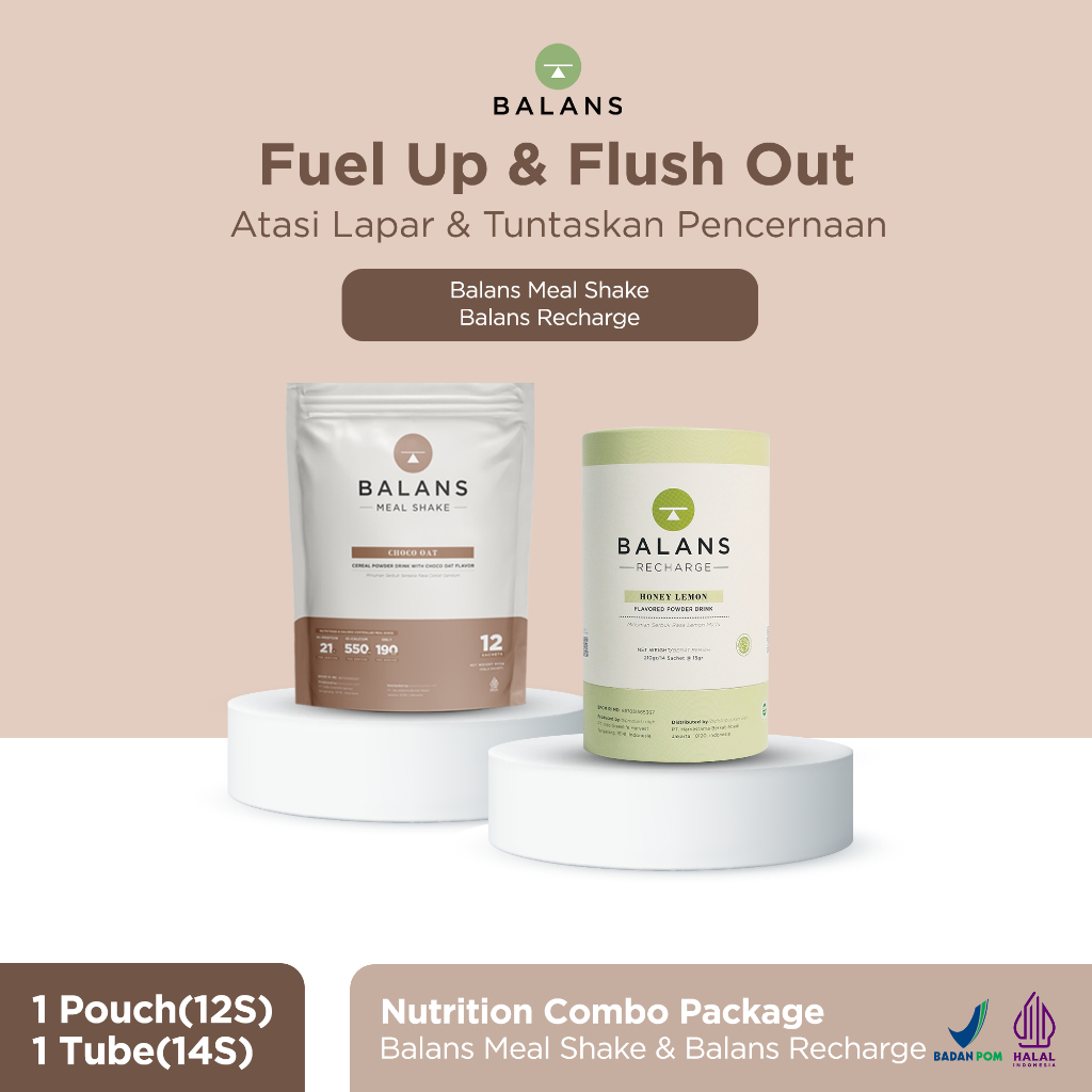 Balans Nutrition Combo Package | Bundling Fiber Drink & Meal Shake | Susu Protein Tinggi Kalsium