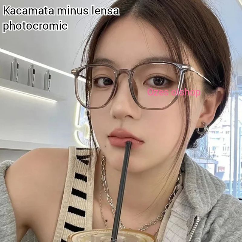 kacamata minus lensa photocromic kacamata korea vintage model wanita