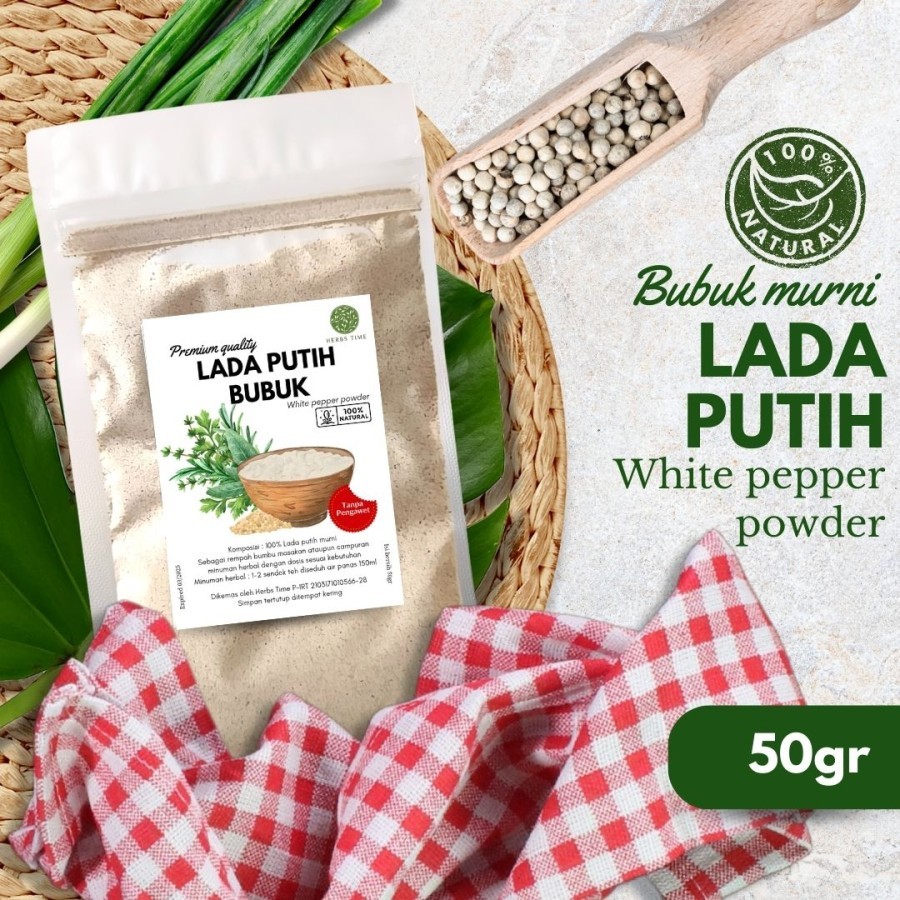 

Lada Putih Bubuk Organik 50gr White Pepper Murni Premium Herbs Time