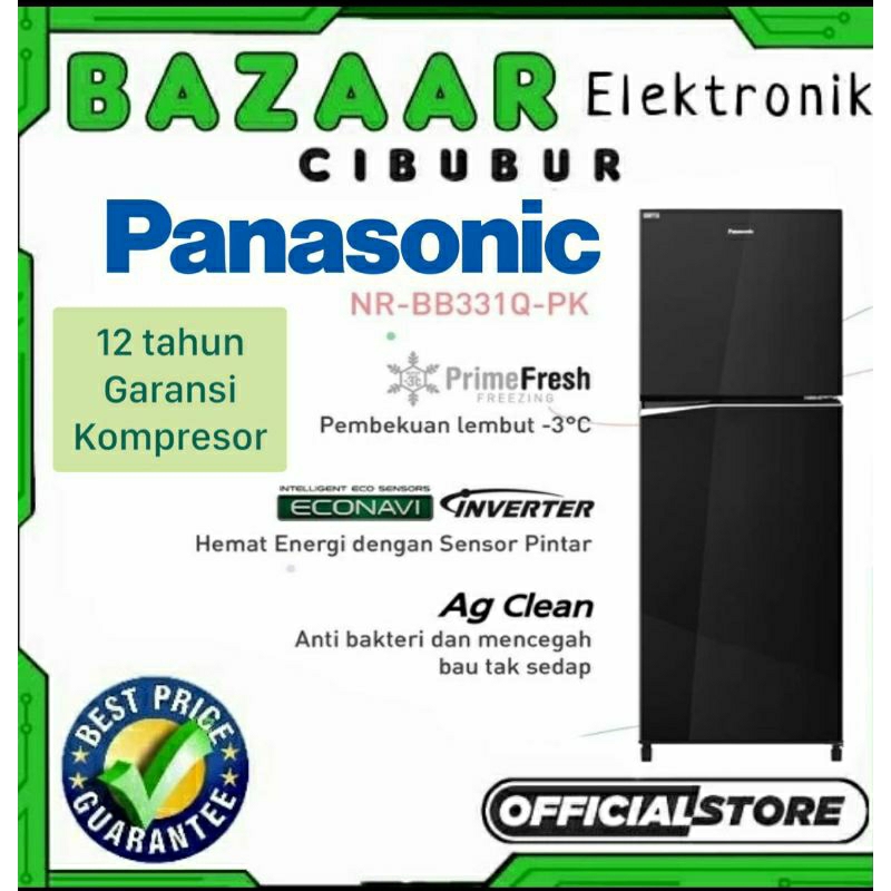 KULKAS PANASONIC 2 PINTU NR-BB331Q-PK PRIME FRESH INVERTER 331 324 L