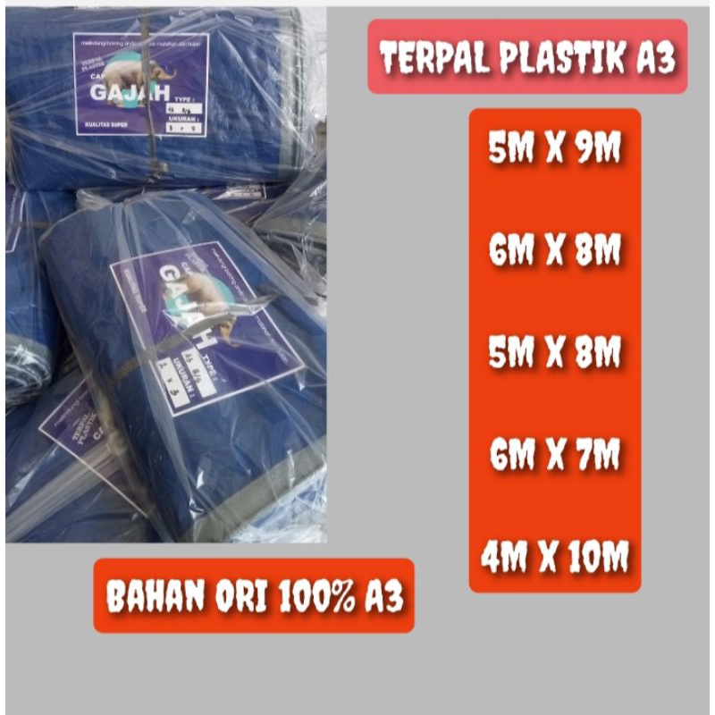 TERPAL PLASTIK A3, ukuran 5x9 , 5x8 , 6x8 , 6x7 , 4x10