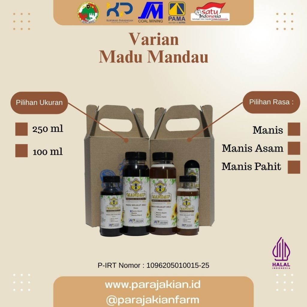 

Madu Mandau Madu Kelulut Asli 100% Proses Dehumidifakasi Ukuran 100 ml