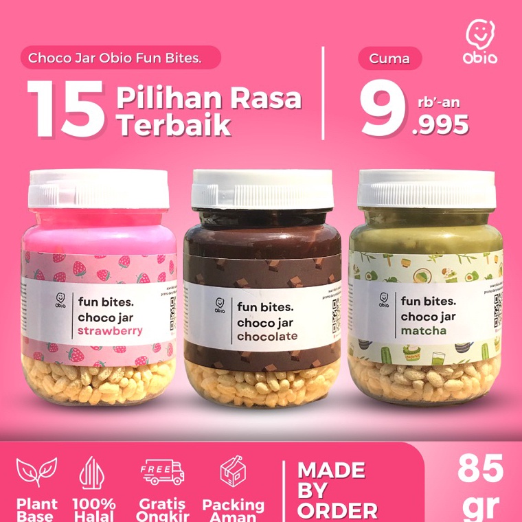 

MODEL TZT958 Choco Jar FUN BITES by Obio Crunch Cemilan Rasa Chocolate Rice Crispy Topping Cokelat Lelehi