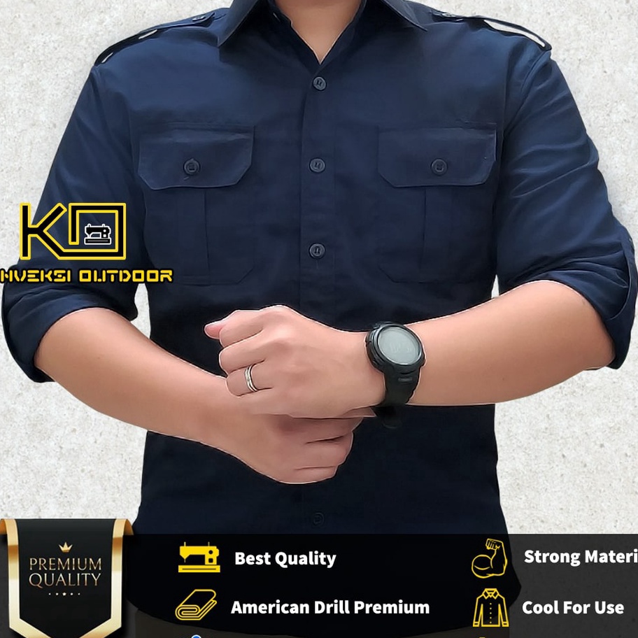 MODEL LC468 Kemeja Tactical Pria Wanita Lengan Panjang  Baju Taktikal Seragam PDH PDL Navy Kerja Kan