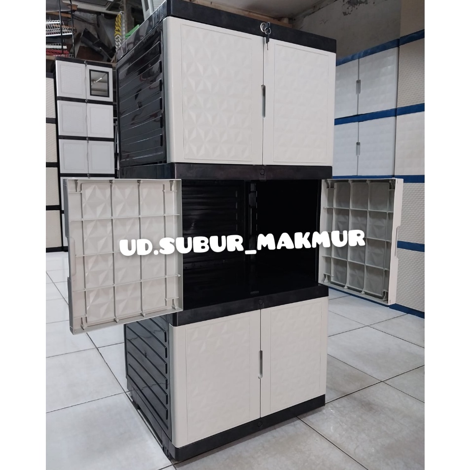 Ready Stok LEMARI PLASTIK LEMARI PAKAIAN LEMARI PINTU KUAT TAHAN LAMA PROMO MURAH SUSUN 3 KUNCI