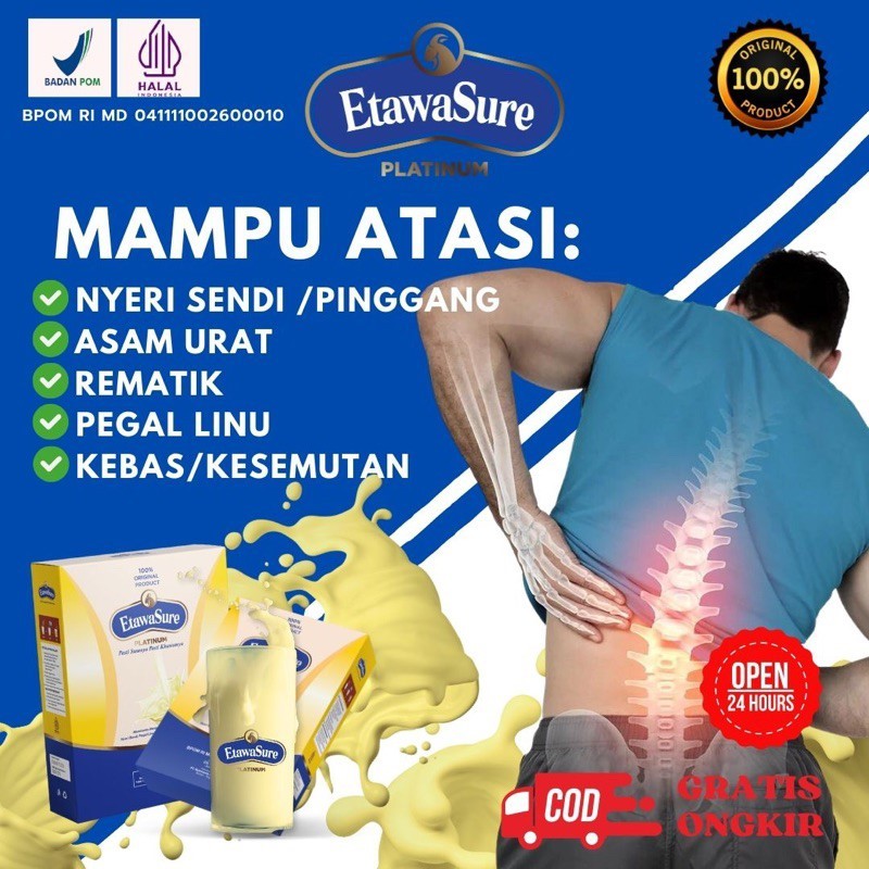 

Etawasure Platinum Susu Therapy tulang Sendi - Susu Etawa untuk Rematik - Susu Bubuk Etawa untuk pegal linu- Susu Etawasure Untuk Asam Urat - Bukan Etawalin - Bukan Etawaku - Etawasure Herbal - Susu Bubuk Etawa Platinum -Etawa Platinum