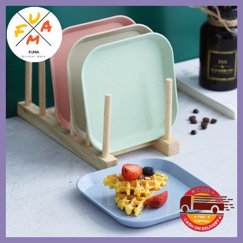 Piring Makanan ceper Buah Set Warna Warni Bahan Jerami / Piring Makan Jerami Wadah Saji Makanan Kue