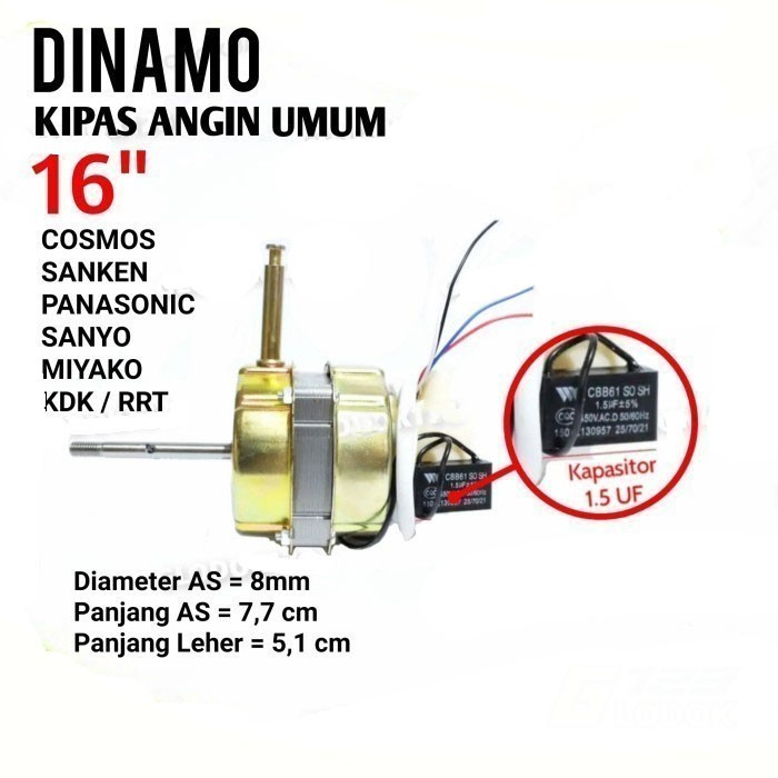 RAYDEN Dinamo Motor Mesin Kipas Angin Maspion Miyako Sanken KDK RRT
