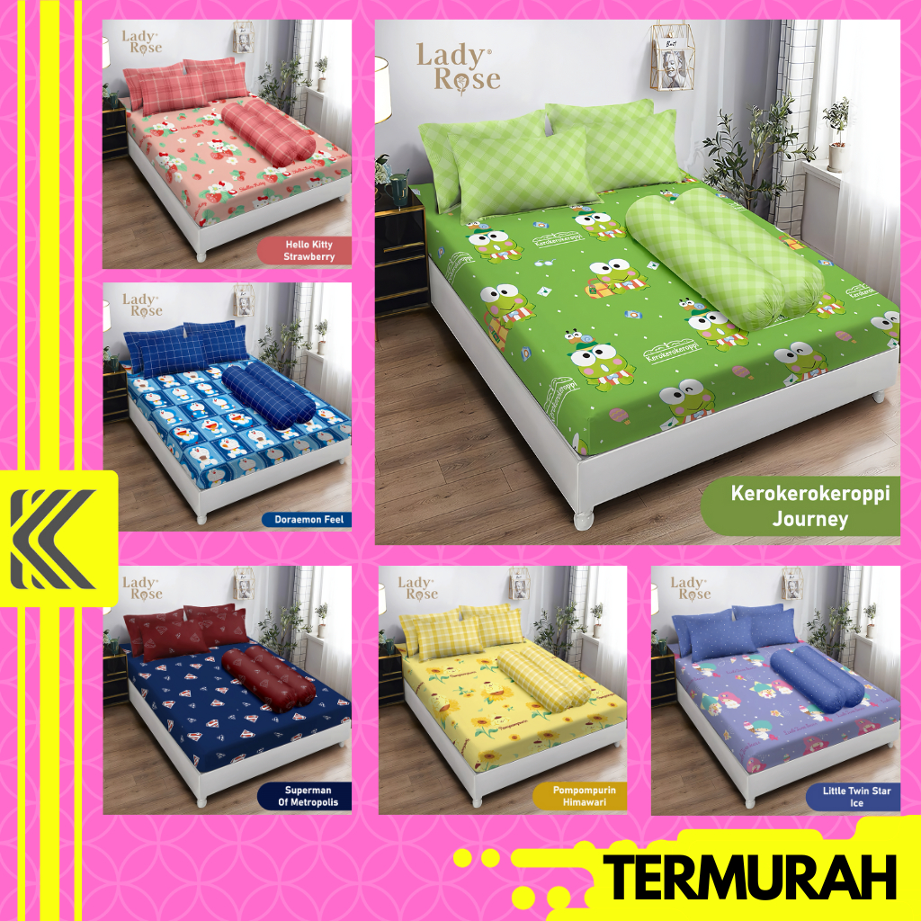 SPREI LADY ROSE KARAKTER MINION STITCH KITTY KEROPPI - SEPRAI KARAKTER - SEPREI KARTUN MURAH SEPREI 