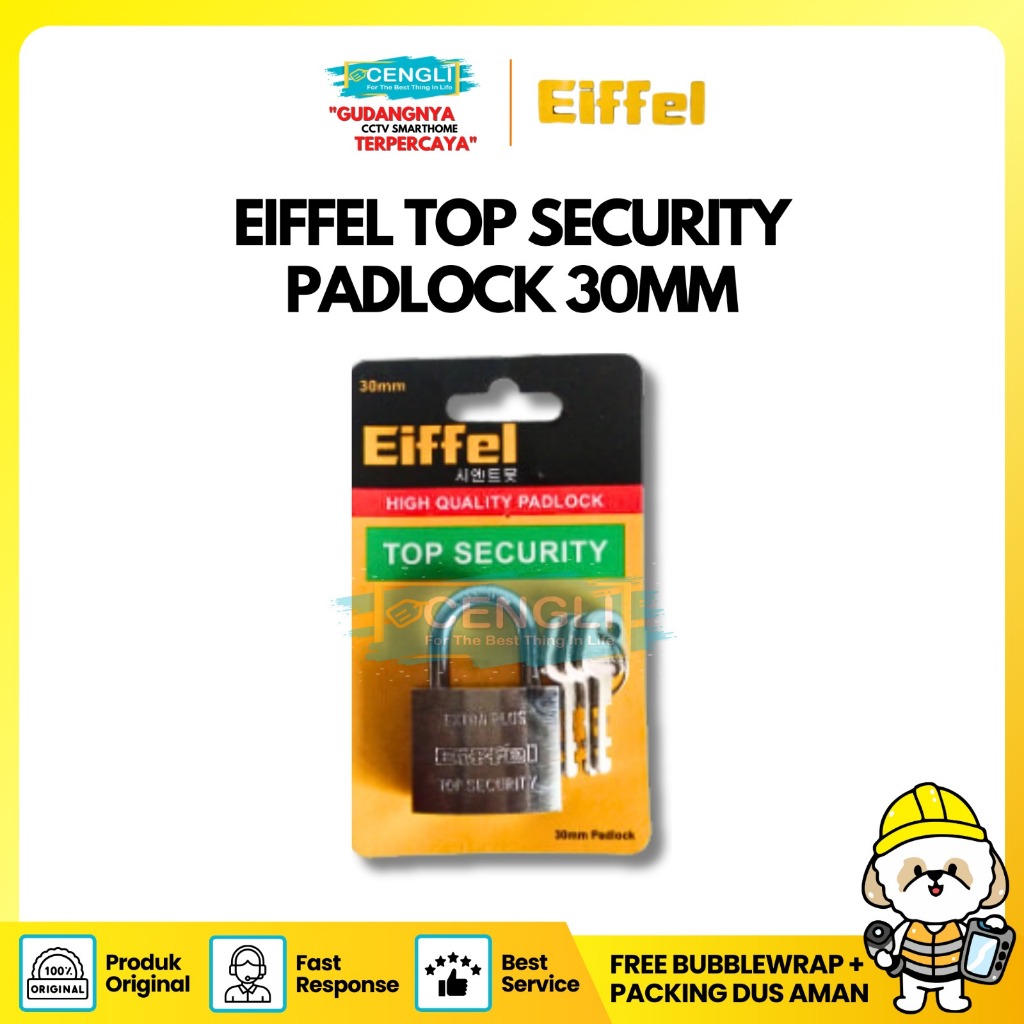 Gembok Eiffel 30 mm leher pendek padlock kunci rumah gudang pagar