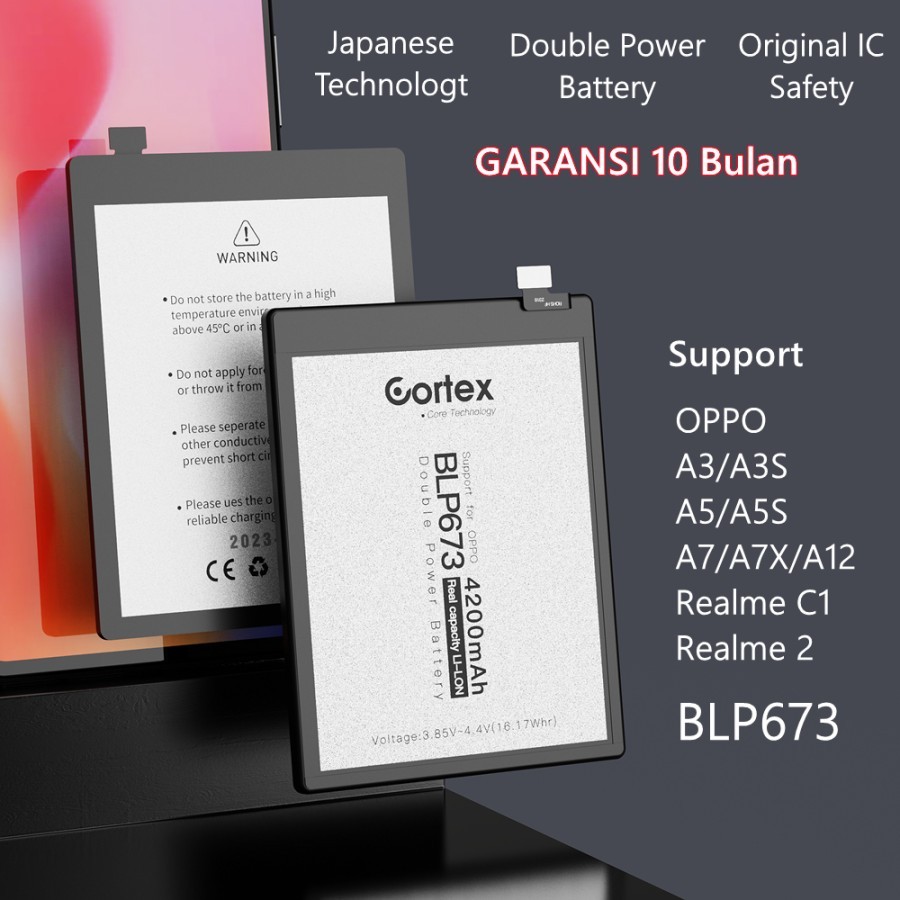 Cortex - BLP673 Baterai OPPO / Realme Original Double Power 2IC Batre