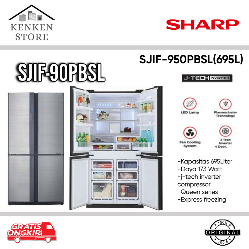 KULKAS SHARP SIDE BY SIDE SJIF90PBSL INVERTER