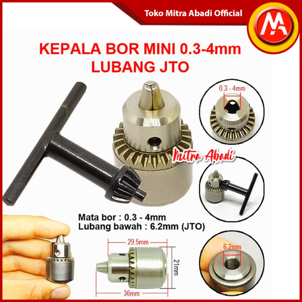KEPALA BOR KECIL Lubang JTO 0.3 - 4 mm Mini Drill Chuck JTO Fit