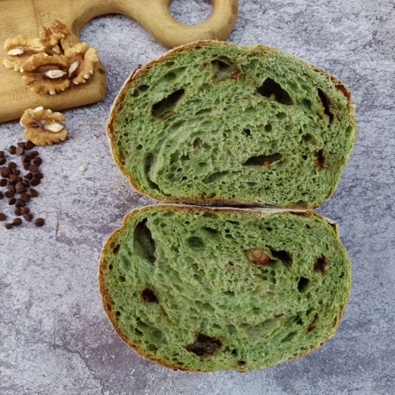 

Greentea Walnut Choco Sourdough, Roti gandum