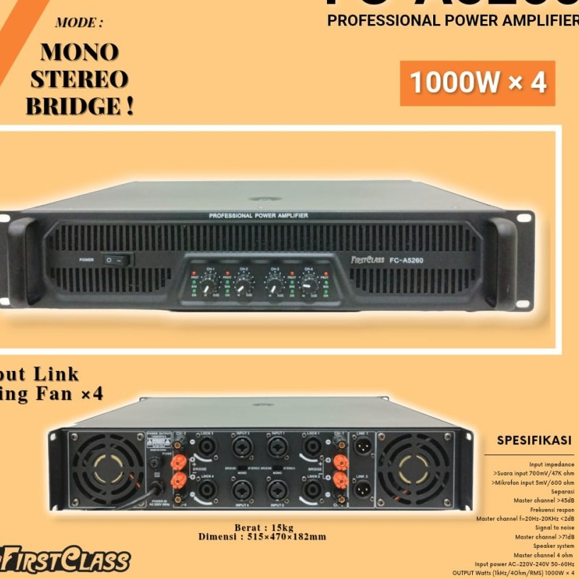 POWER AMPLI FIRSTCLASS FC-A5260 PROFESSIONAL POWER AMPLIFIER FCA5260