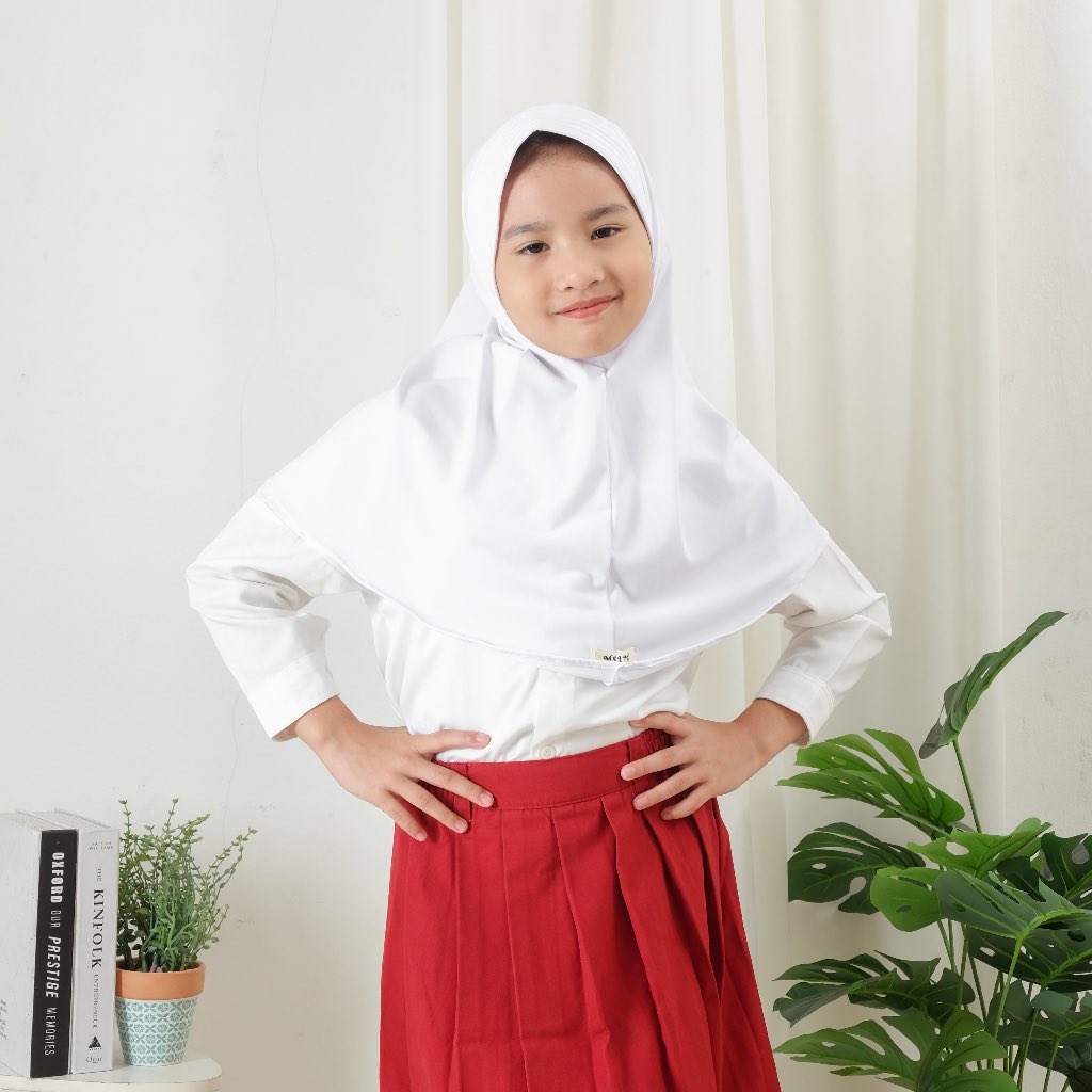 seragam sekolah | Jilbab Bergo Instan Sekolah Anak SD umur 6 - 9 tahun | size S | Kerudung Anak Seko