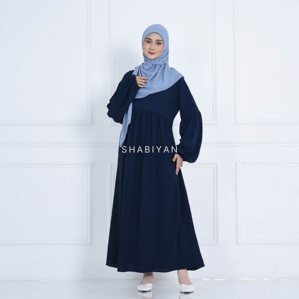 SHABIYAN 511 Gamis Wanita Crinkle Air Flow Terbaru | Lalisa-Navy
