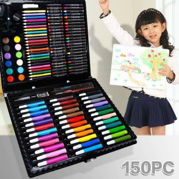 bestpromo set krayon anak 150pcs perlengkapan menggambar krayon pensil warna anak crayon alat
