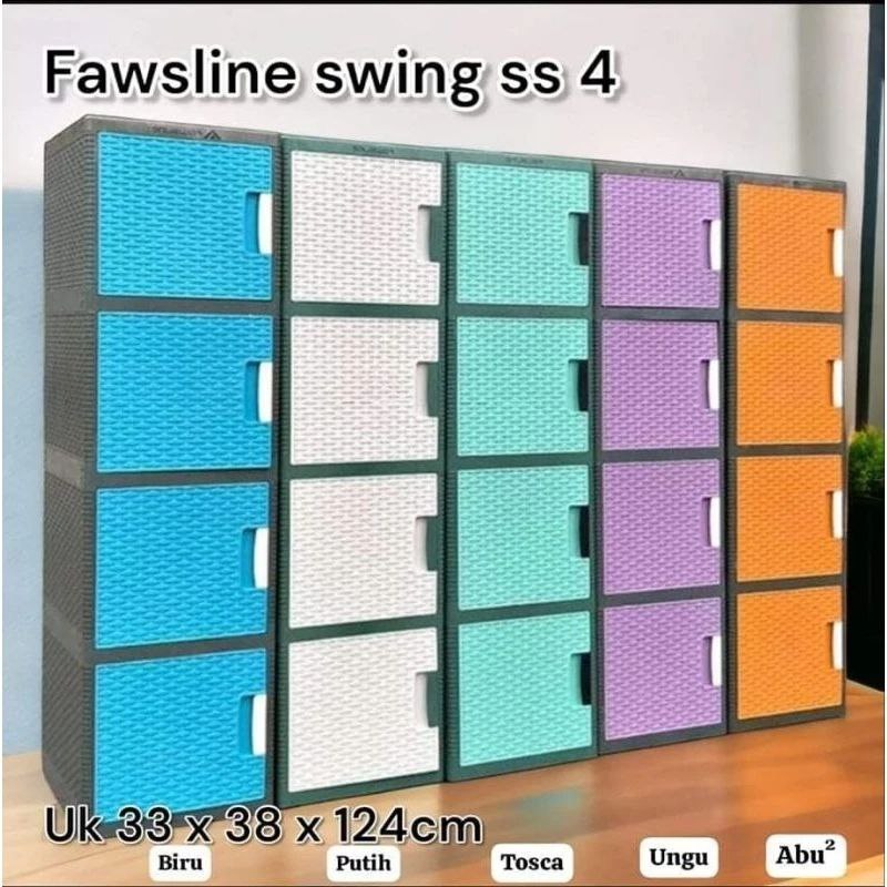 Lemari 4 Susun Fawsline Swing / Lemari Plastik 4 Susun Rotan / Lemari Fawsline