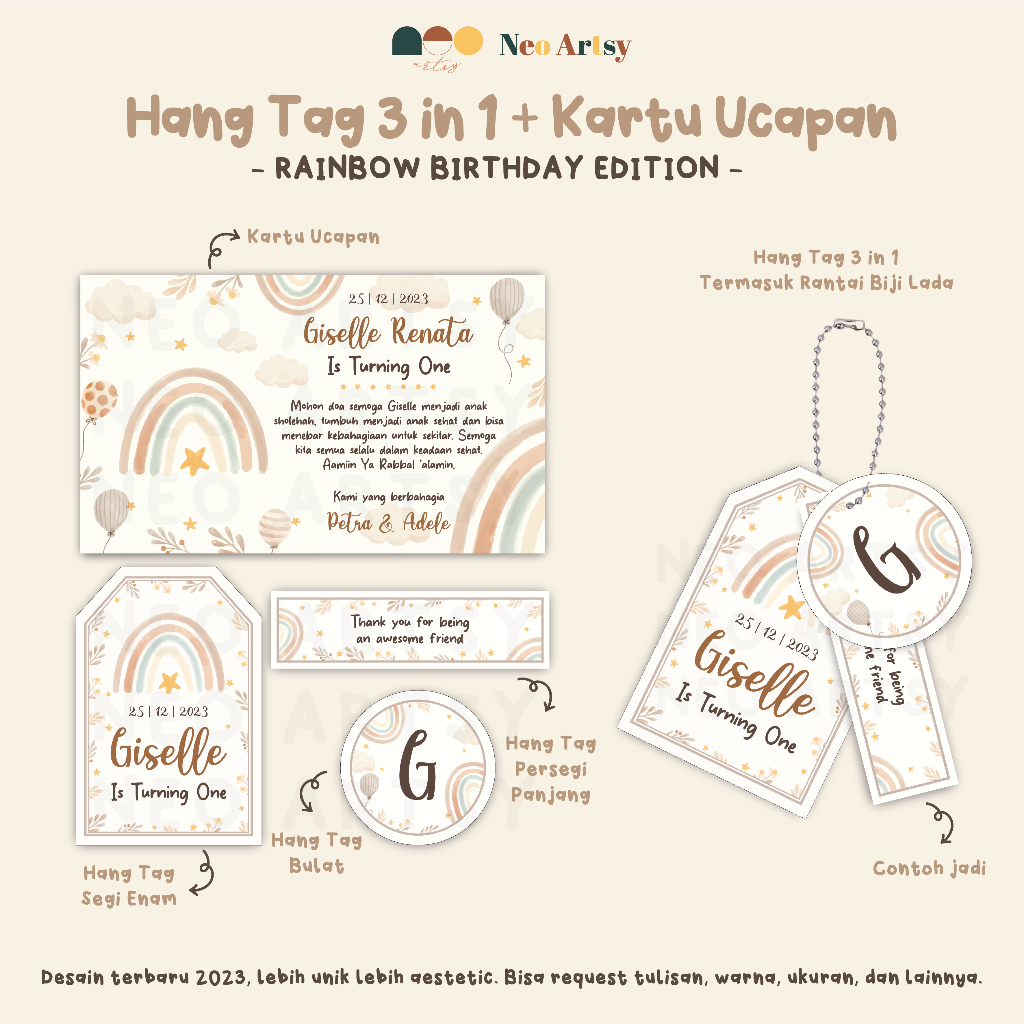 Hang Tag Ulang Tahun Custom / Hang Tag Birthday / Hang Tag Souvenir Hampers Ulang Tahun