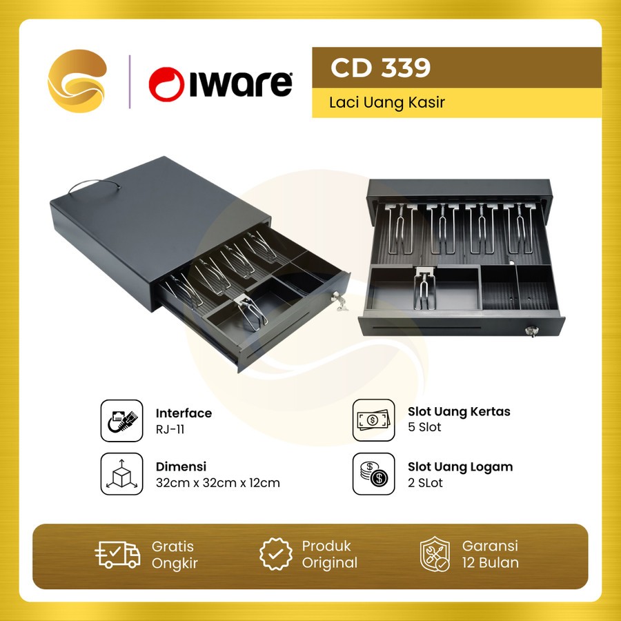 IWARE Cash Drawer CD339 Laci Uang Laci Kasir Mini 5 Slot CD-339