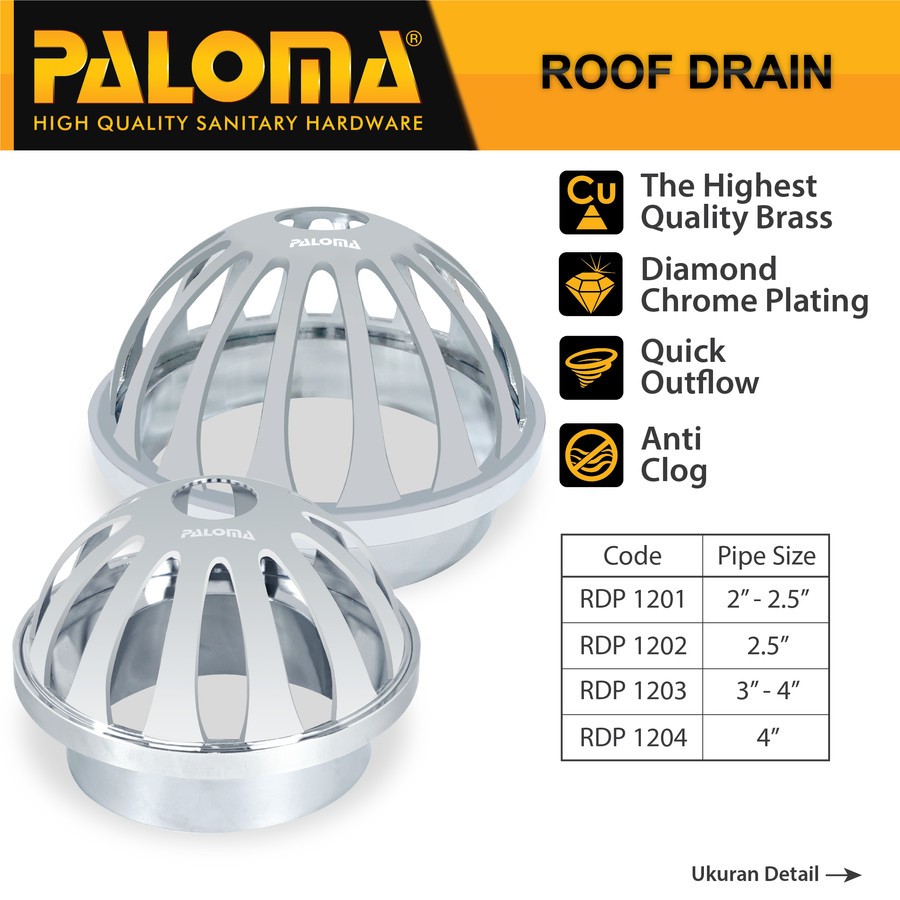 PALOMA Roof Drain Lantai Atap Talang Air Saringan Got Balkon RDP 12