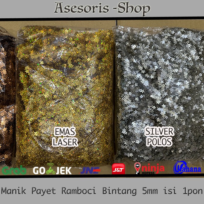 Manik Bintang 5mm Payet Bintang POLOS Payet Bintang LASER =1 PON