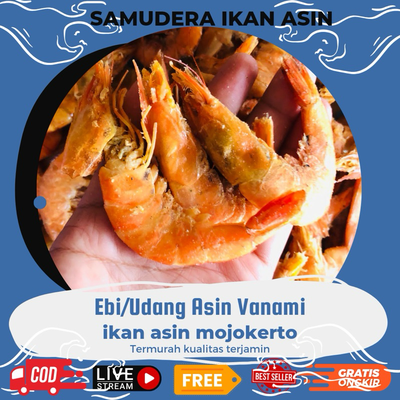 

TERBARU UDANG EBI ASIN 250gr Udang Vaname asin seminkering Daging udang ebi asin semi kering Tebal Murah & Kualitas Terbaik