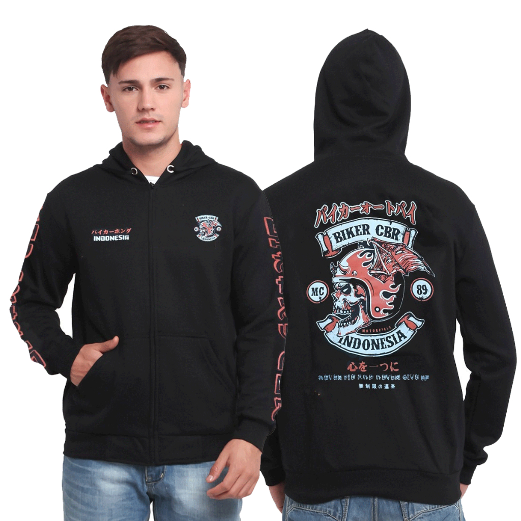 CADEL Hoodie CBR Sweater Motor Honda CBR Resleting Bahan Katun Plece Sablon Plastysol Manual