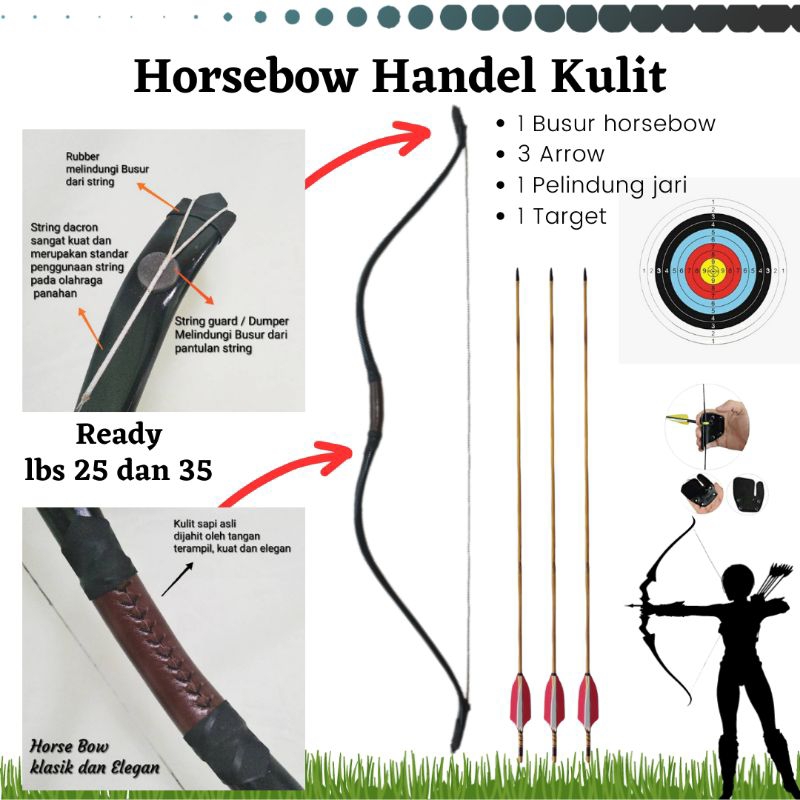Busur Panah Panahan Horsebow Horsebow Handel Kulit