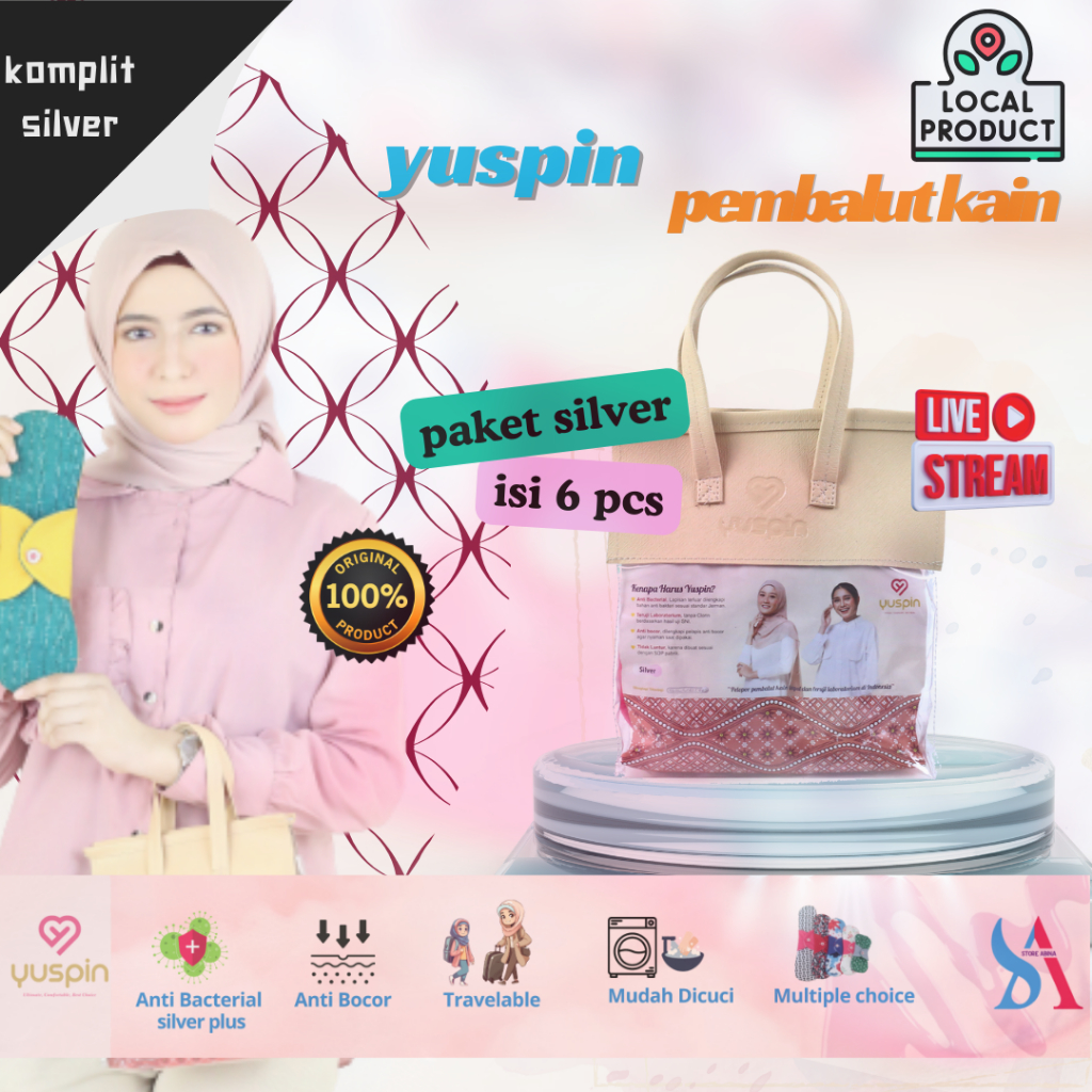 YUSPIN SILVER - PEMBALUT KAIN CUCI ULANG YUSPIN ANTI BACTERIAL SILVER PLUS | SOFTEX KAIN CUCI ULANG