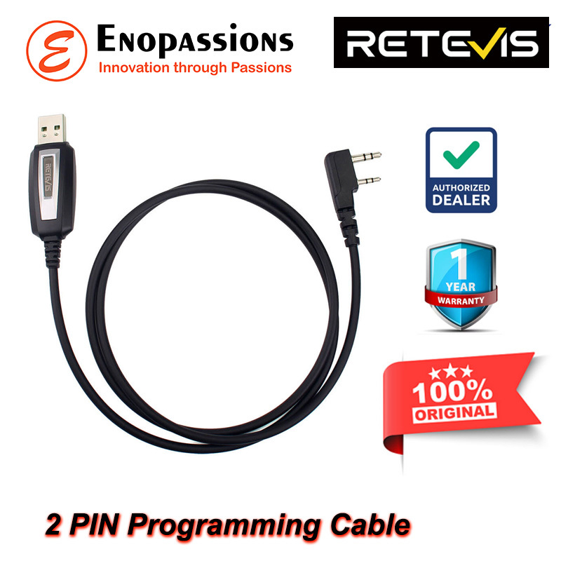 Retevis 2 PIN Programming Cable Untuk Radio HT Baofeng, Kenwood, Wouxun, HYT
